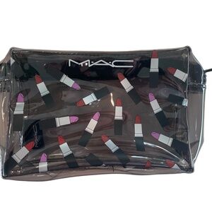 MAC Cosmetics Bag in Black/Clear lipstick graphic - NEW never used